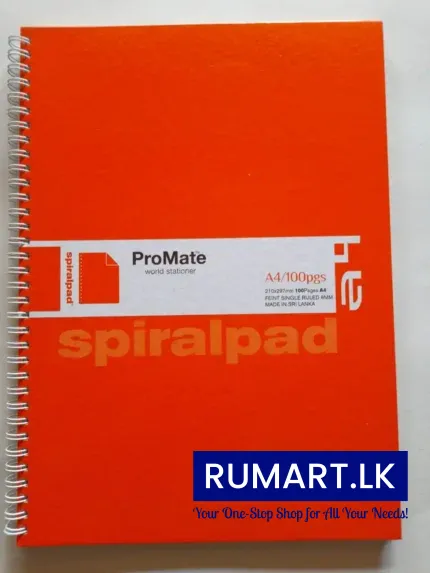 Promate A4 Spiral Pad Single Rule 100 Pages